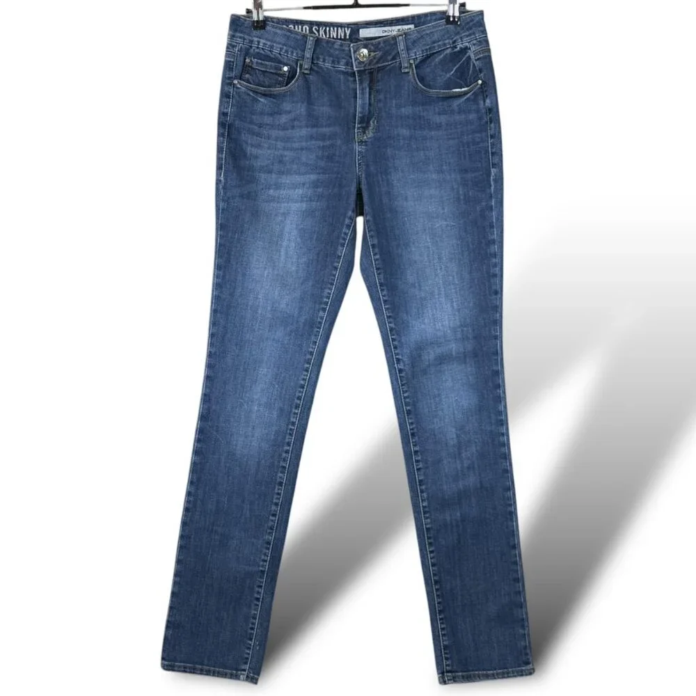DKNY Jeans Soho Skinny Womens Size 8 Blue Medium Wash Mid-Rise Stretch Denim